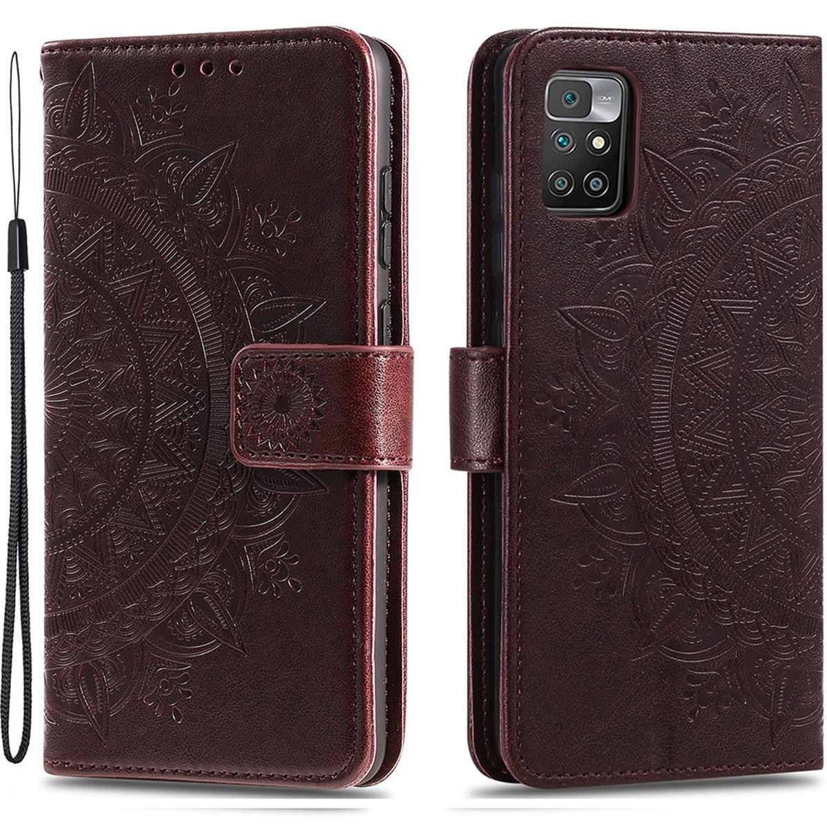 Hülle für Xiaomi Redmi 10/10 Prime Handy Tasche Flip Case Cover Mandala Braun