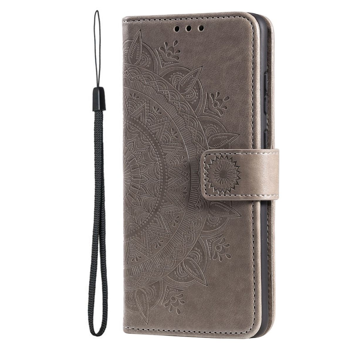 Hülle für OnePlus 10 Pro 5G Handyhülle Flip Case Cover Etui Mandala Grau