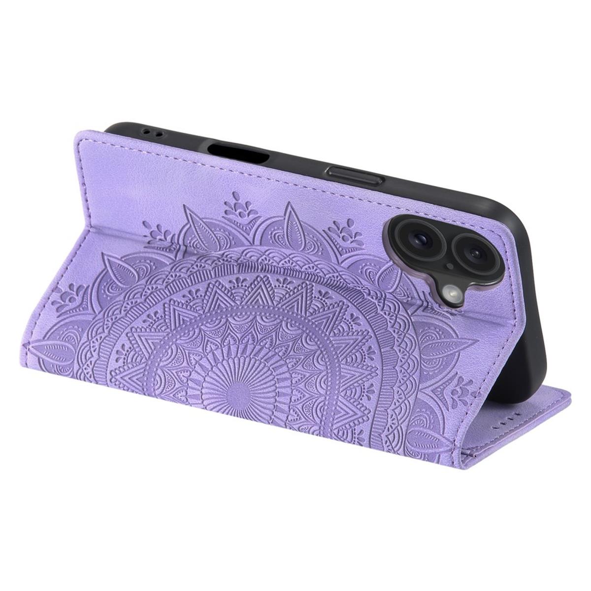 Hülle für Apple iPhone 16 Handyhülle Flip Case Cover Tasche Etui Mandala Lila