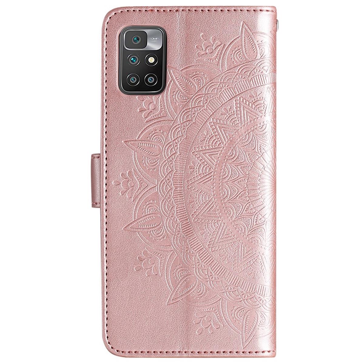 Hülle für Xiaomi Redmi 10/10 Prime Handy Tasche Flip Case Cover Mandala Rosegold