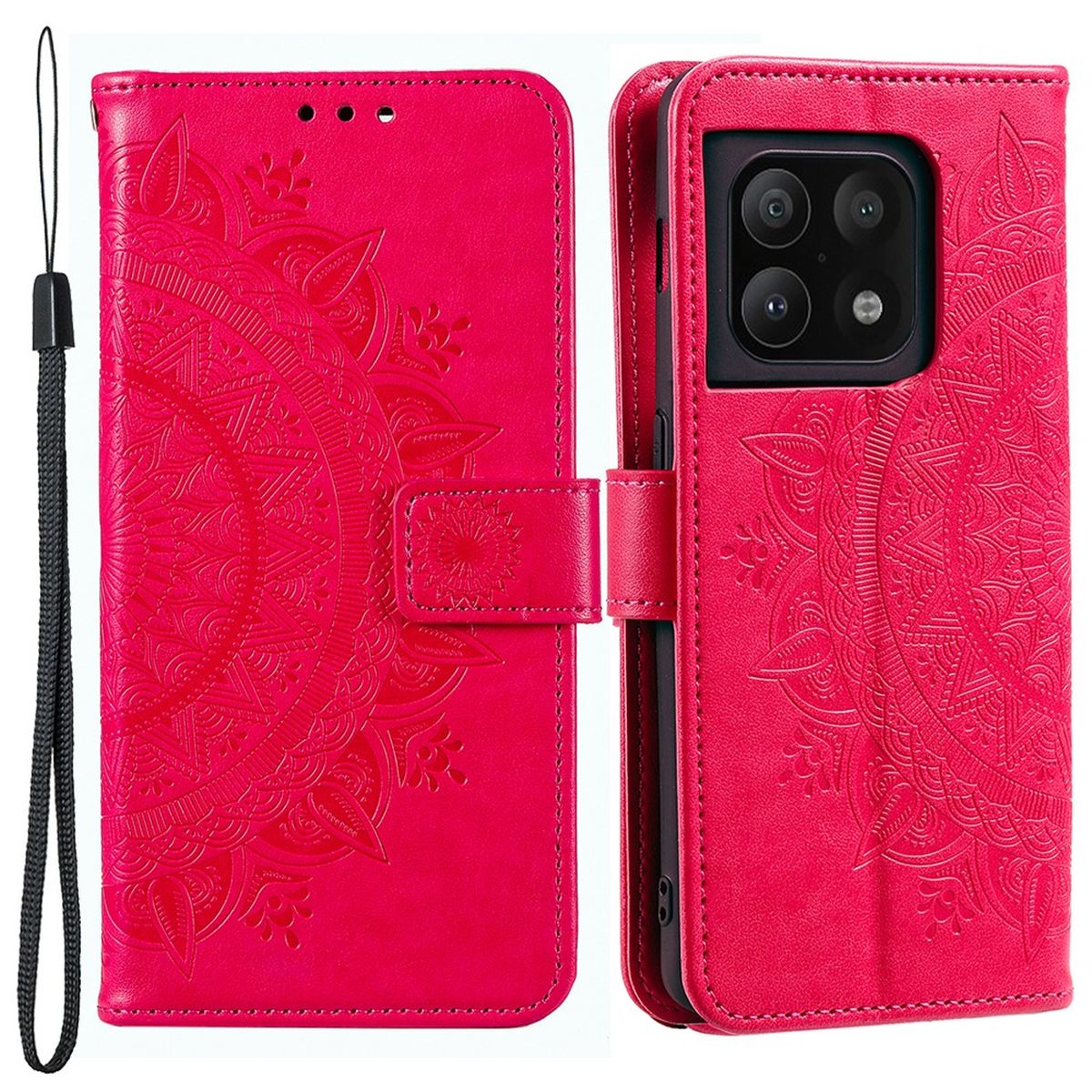 Hülle für OnePlus 10 Pro 5G Handyhülle Flip Case Cover Etui Mandala Pink