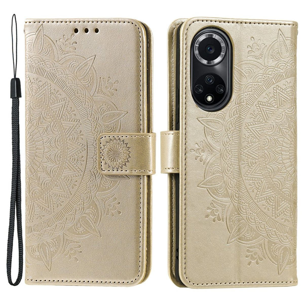 Hülle für Huawei Nova 9 / Honor 50 Handyhülle Flip Case Cover Etui Mandala Gold