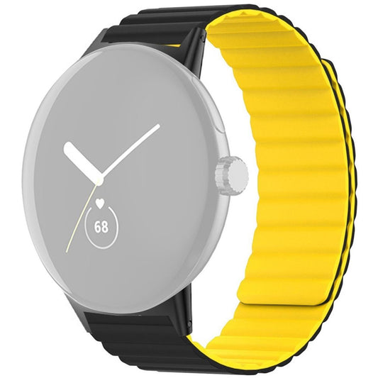 Armband für Google Pixel Watch 1/2 Silikon Ersatzband magnetisch Schwarz-Gelb
