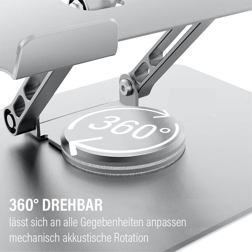 Laptop Ständer Höhenverstellbar mit 360° drehbarer Basis 10-17 silber