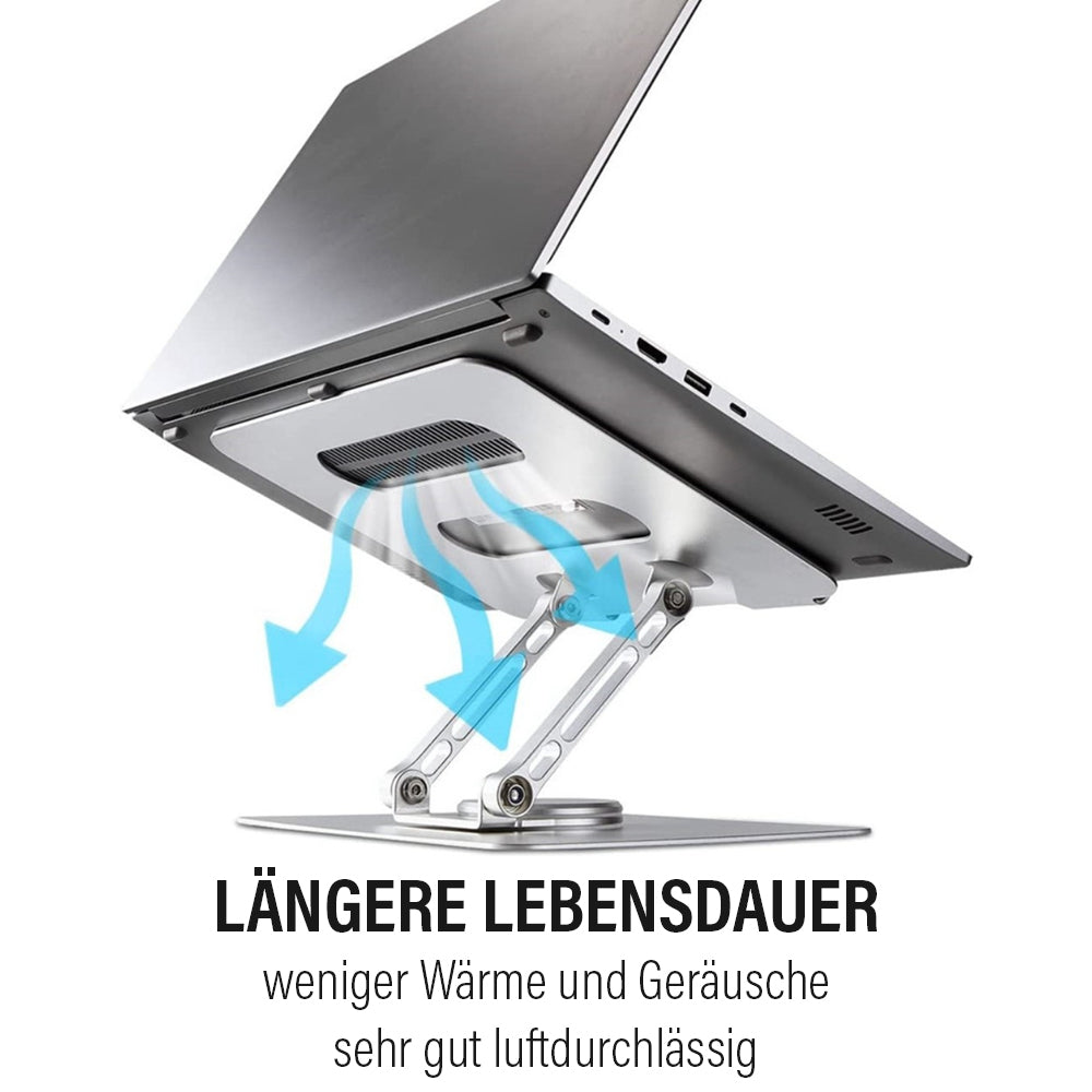 Laptop Ständer Höhenverstellbar mit 360° drehbarer Basis 10-17 silber