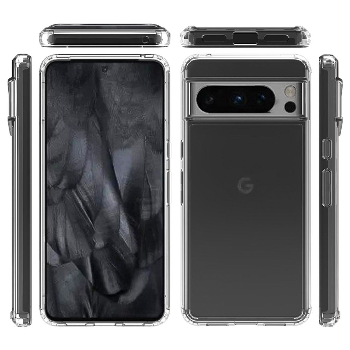 Hülle für Google Pixel 8 Pro Handyhülle Tasche Hybrid Case Schutzhülle Cover Klar