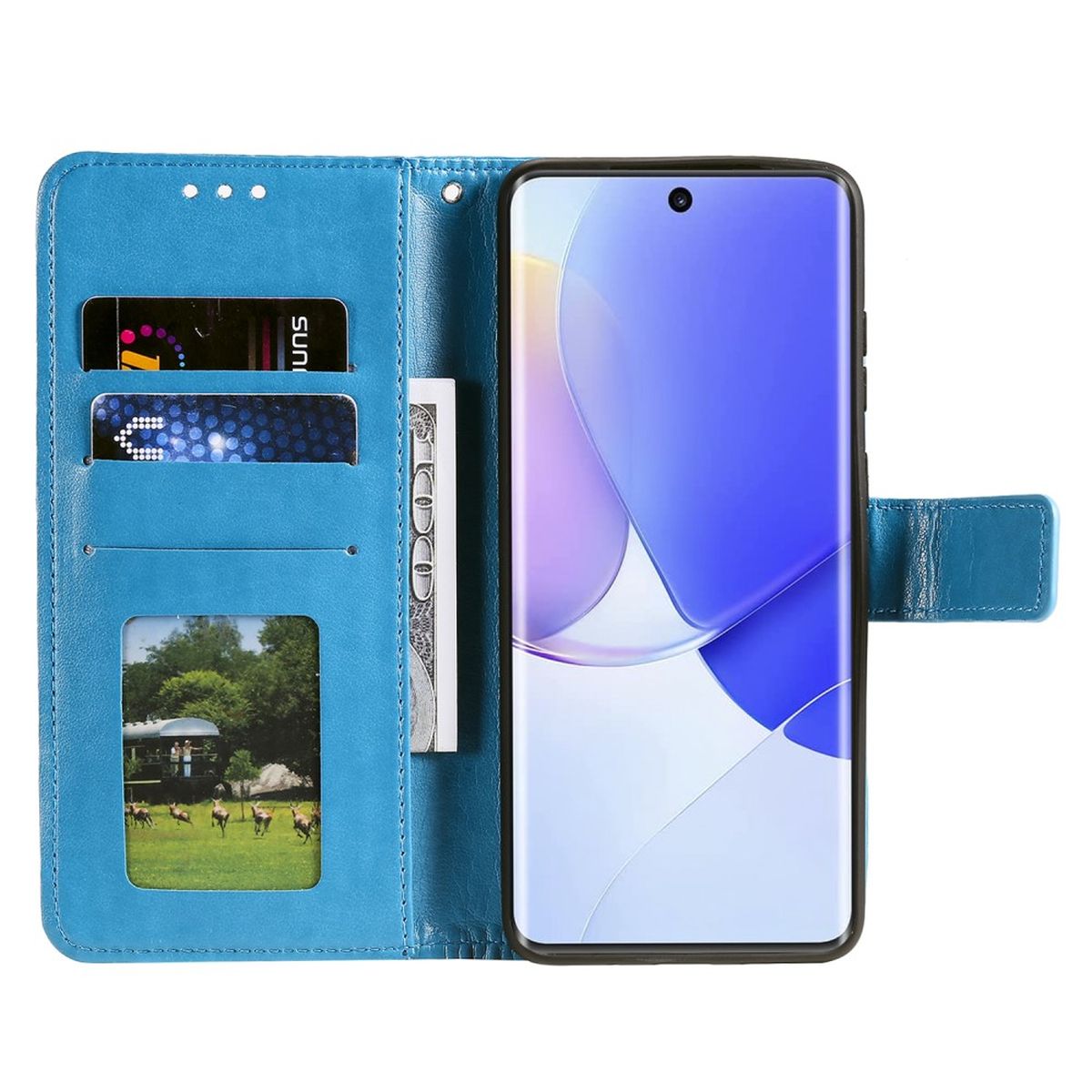 Hülle für Huawei Nova 9 / Honor 50 Handyhülle Flip Case Cover Etui Mandala Blau