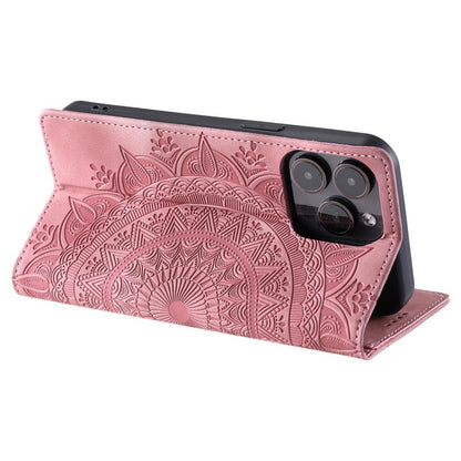 Hülle für Apple iPhone 16 Pro Max Handyhülle Flip Case Cover Tasche Mandala Rose