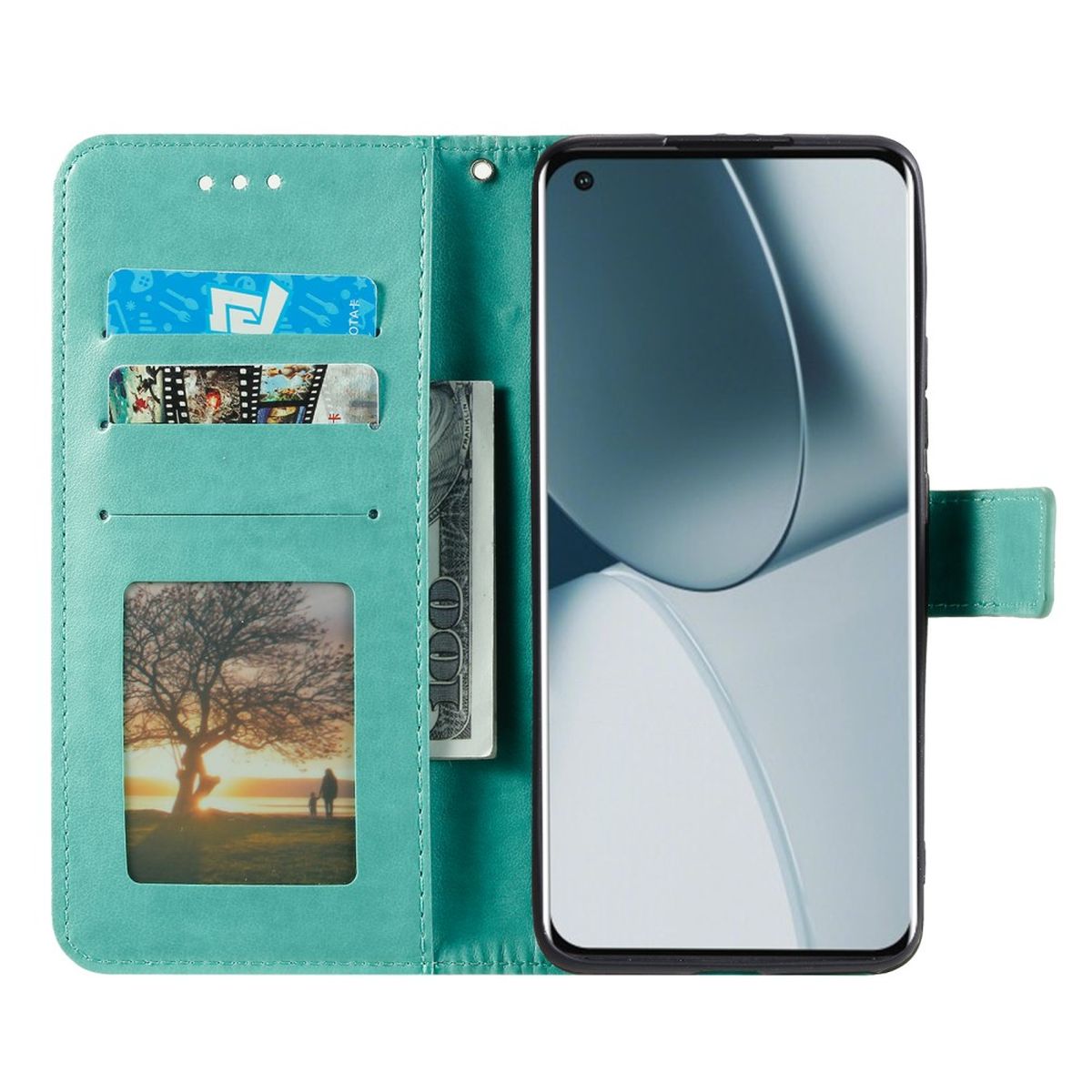Hülle für OnePlus 10 Pro 5G Handyhülle Flip Case Cover Etui Mandala Grün