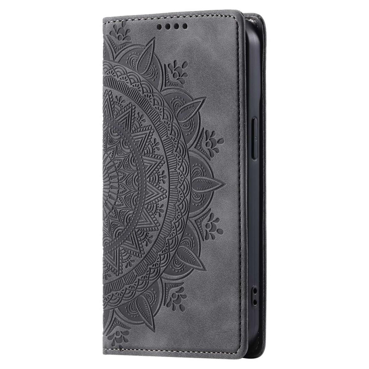 Hülle für Samsung Galaxy A16 5G Handyhülle Flip Case Cover Tasche Mandala Grau