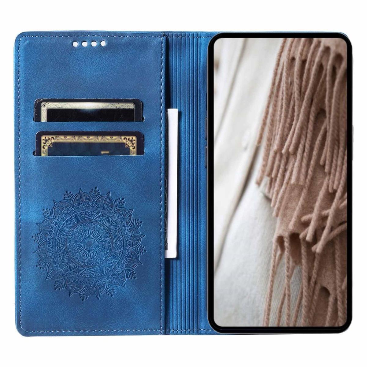 Hülle für Samsung Galaxy S24 FE Handyhülle Flip Case Cover Tasche Mandala Blau