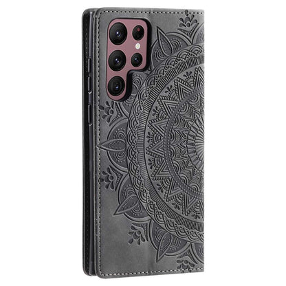 Hülle für Samsung Galaxy S25 Ultra Handyhülle Flip Case Cover Tasche Mandala Grau