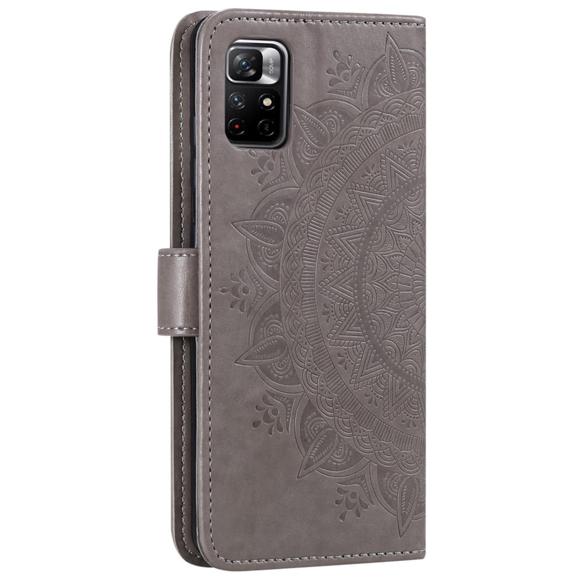 Hülle für Xiaomi Poco M4 Pro 5G/Redmi Note 11S 5G Handy Flip Case Mandala Grau