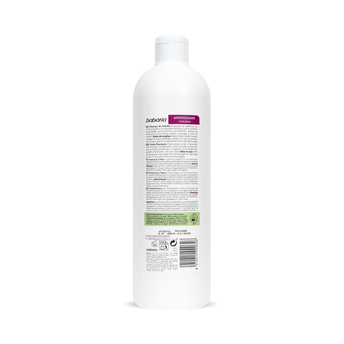 Babaria Zwiebelshampoo Cebolla Onion, 600+100 ml, flüssiges Shampoo