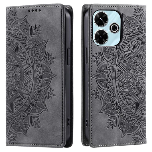 Hülle für Xiaomi 13 Redmi 5G/4G Handyhülle Flip Case Cover Tasche Mandala Grau