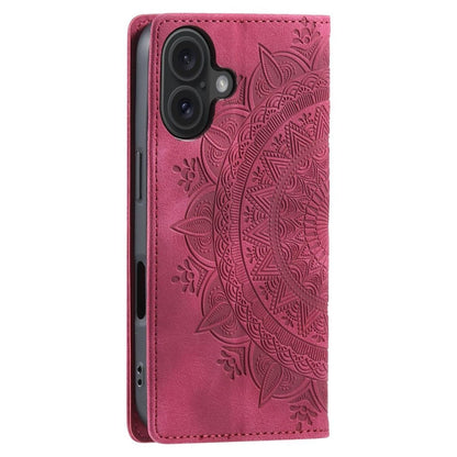 Hülle für Apple iPhone 16 Handyhülle Flip Case Cover Tasche Etui Mandala Rot