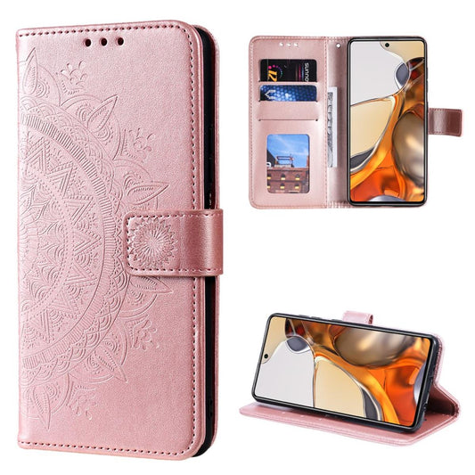 Hülle für Xiaomi 11T/11T Pro Handy Tasche Flip Case Cover Etui Mandala Rosegold