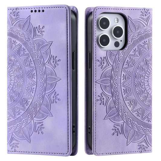 Hülle für Apple iPhone 16 Pro Max Handyhülle Flip Case Cover Tasche Mandala Lila