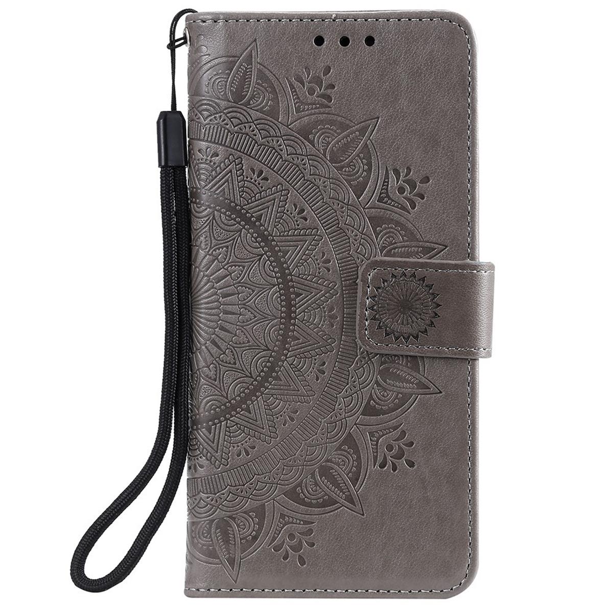Hülle für Xiaomi Redmi 10/10 Prime Handy Tasche Flip Case Cover Mandala Grau