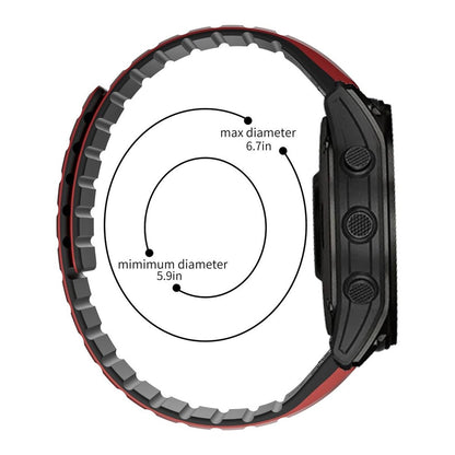 Armband für Garmin Fenix 5/5X/6X/7X Silikon Ersatzband magnetisch Schwarz-Orange
