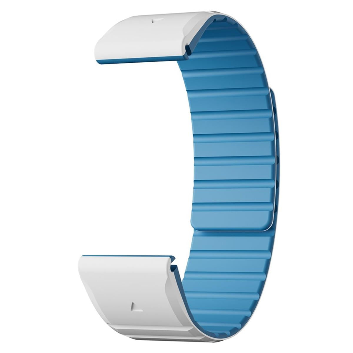 Armband für Garmin Fenix 5 / 5X / 6X / 7X  Silikon Strap magnetisch Weiß-Blau