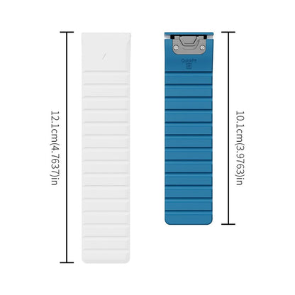 Armband für Garmin Fenix 5 / 5X / 6X / 7X  Silikon Strap magnetisch Weiß-Blau