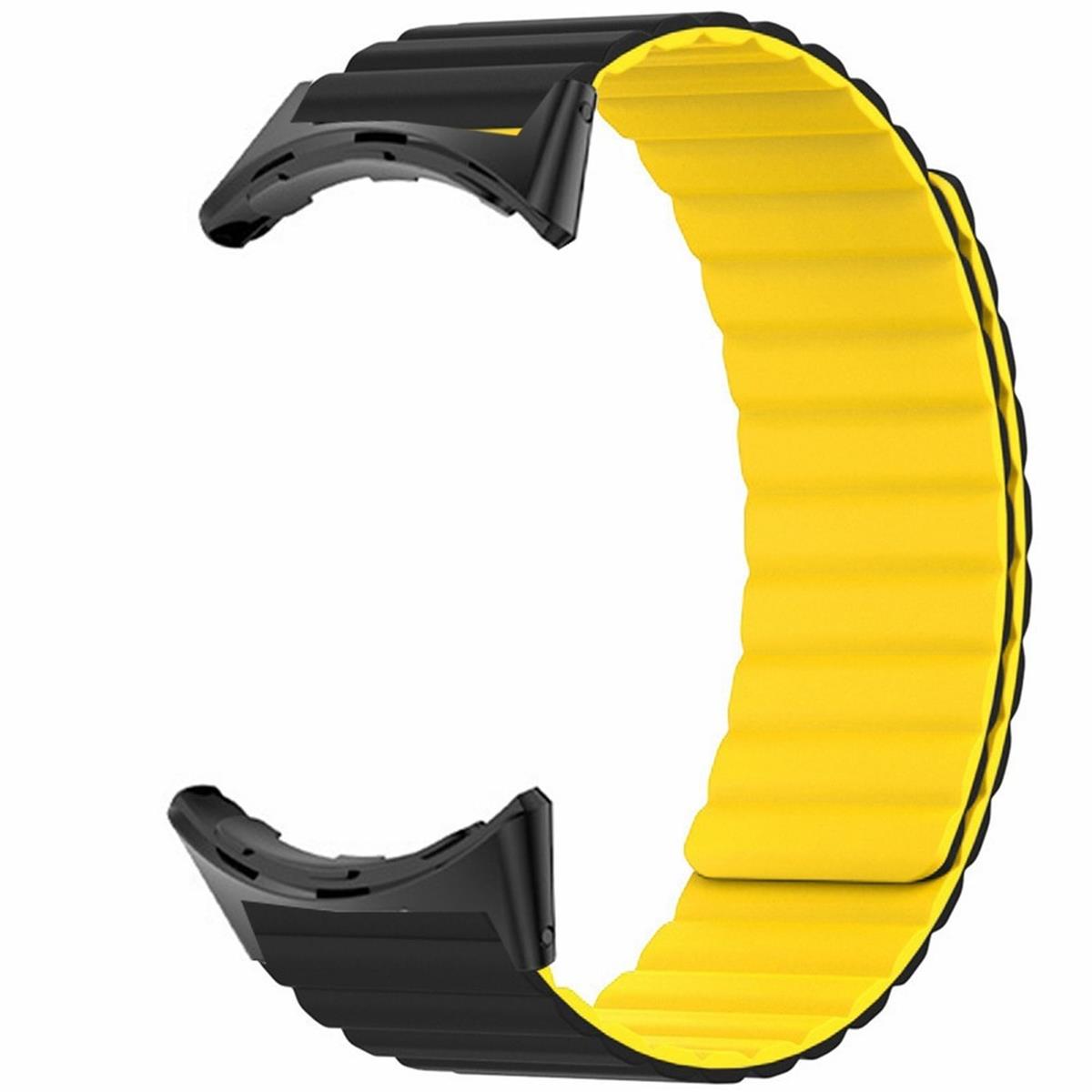 Armband für Google Pixel Watch 1/2 Silikon Ersatzband magnetisch Schwarz-Gelb