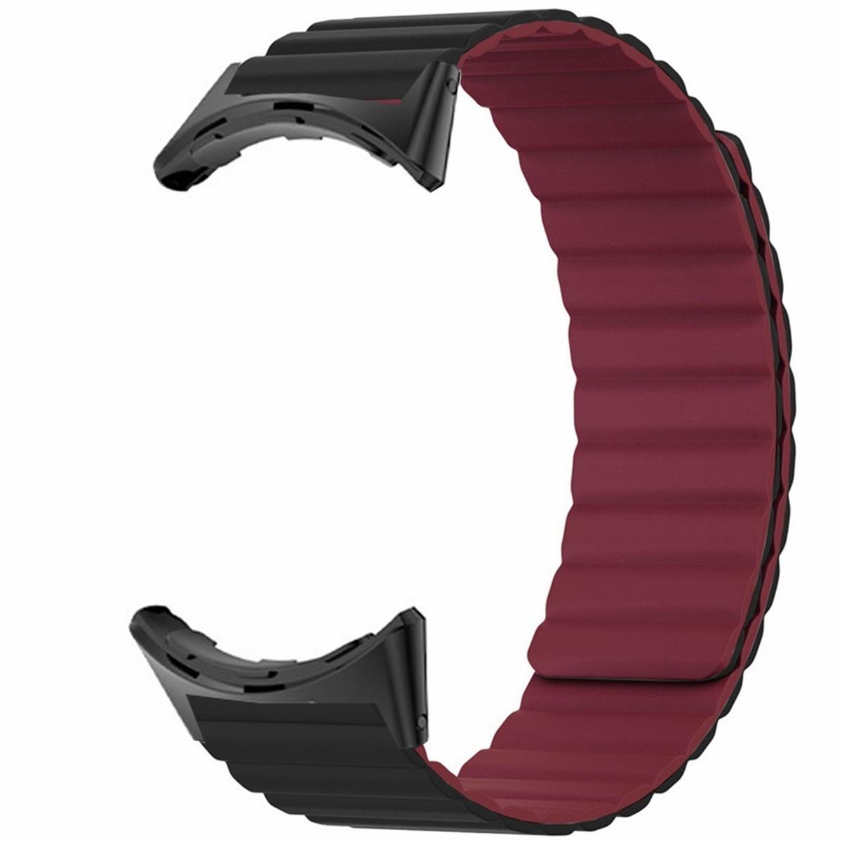 Armband für Google Pixel Watch 1/2 Silikon Ersatzband magnetisch  Schwarz-Rot