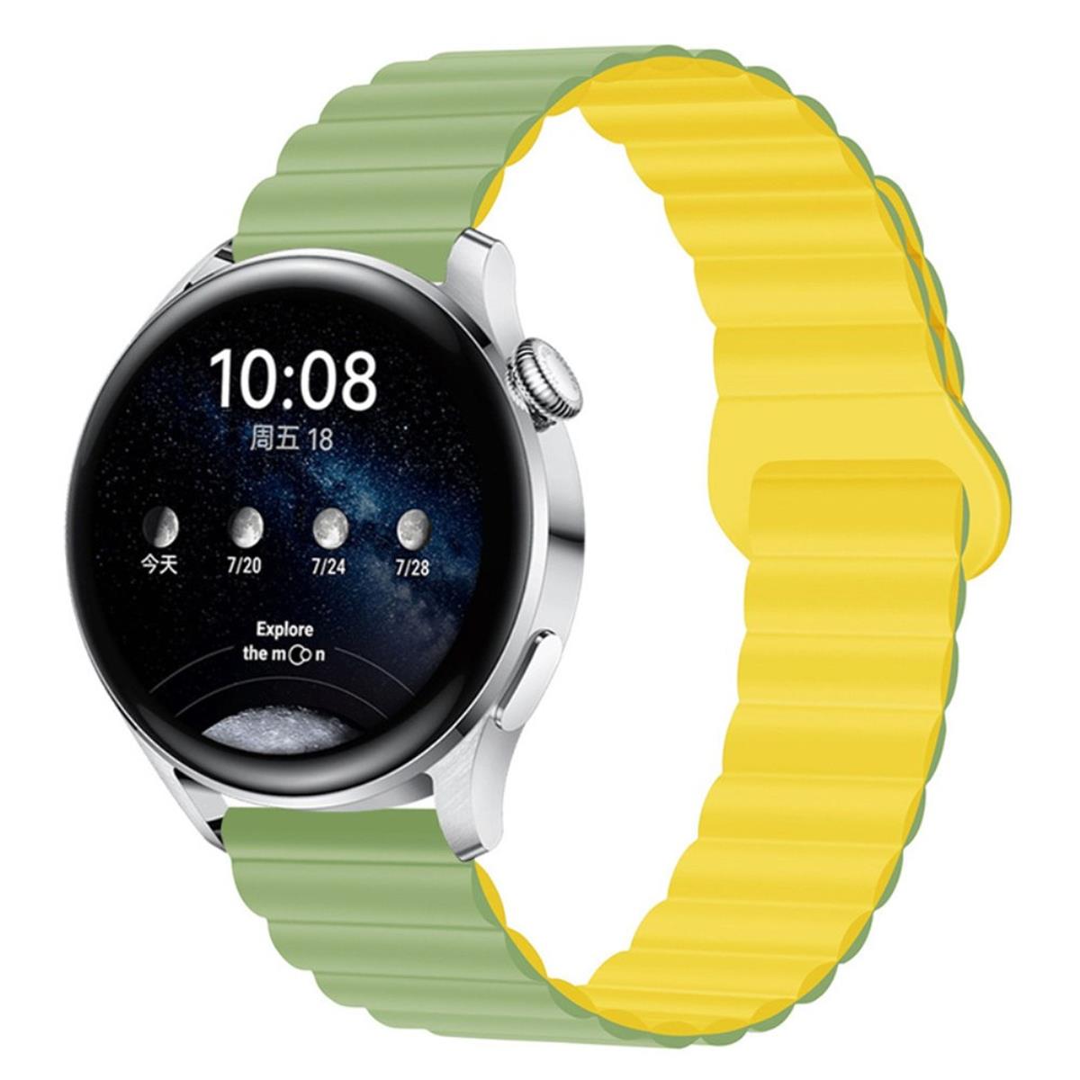Armband für Samsung Galaxy Watch 3/1/Gear2/S3 Silikon Band 22mm magnetisch Grün/Gelb