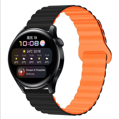 Armband für Samsung Galaxy Watch 3/1/Gear2/S3 Silikon Band 22mm magnetisch Schwarz/Orange