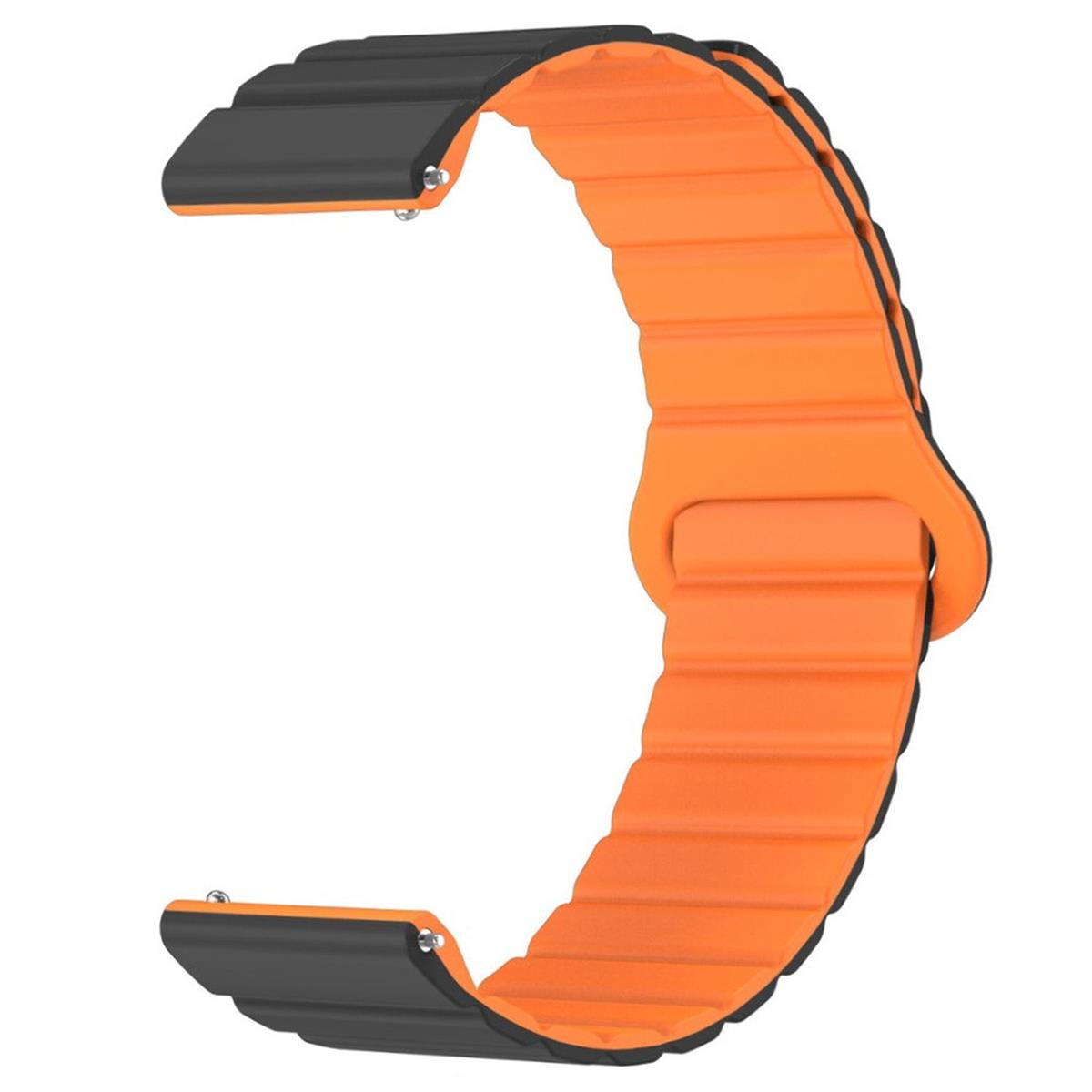 Armband für Samsung Galaxy Watch 3/1/Gear2/S3 Silikon Band 22mm magnetisch Schwarz/Orange