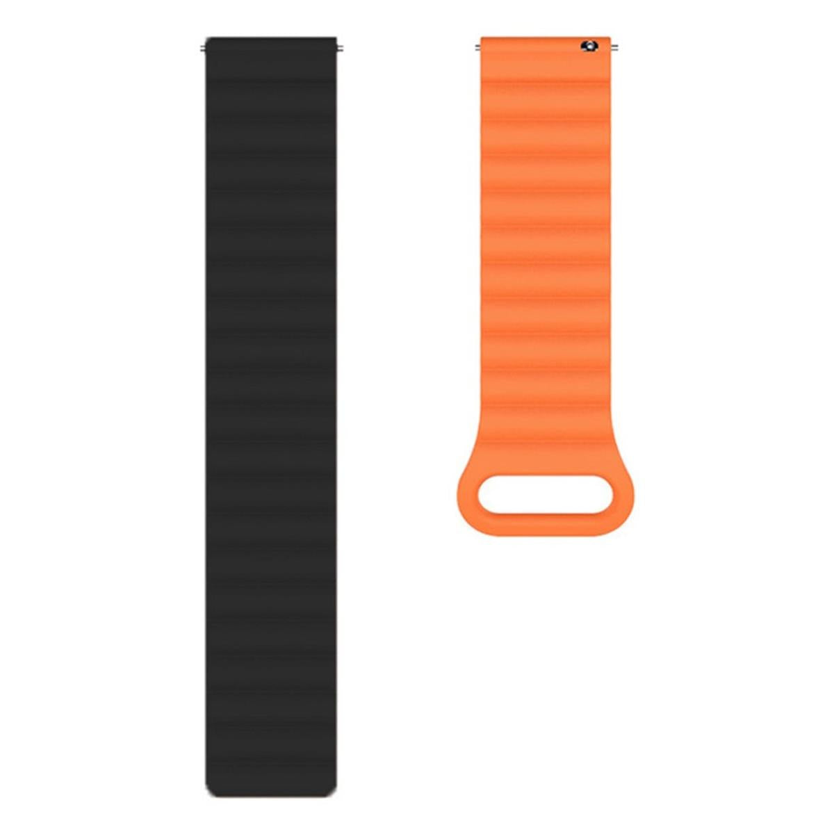Armband für Samsung Galaxy Watch 3/1/Gear2/S3 Silikon Band 22mm magnetisch Schwarz/Orange