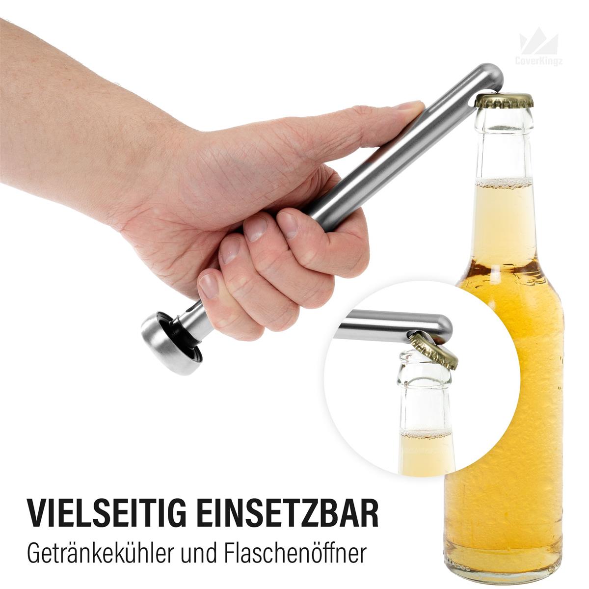 Bierkühler 2 x Edelstahl Bierkühlstab mit Flaschenöffner Bierflaschen Kühlstab