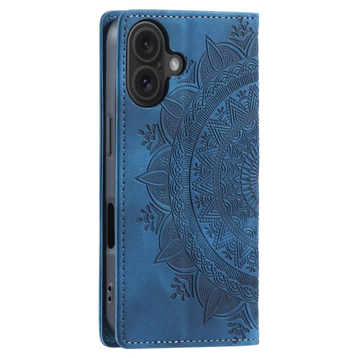 Hülle für Apple iPhone 16 Plus Handyhülle Flip Case Cover Tasche Mandala Blau