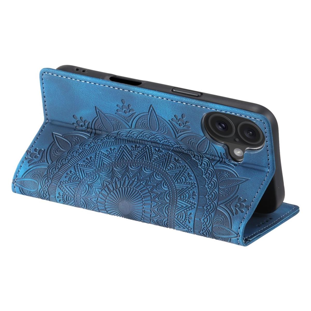 Hülle für Apple iPhone 16 Plus Handyhülle Flip Case Cover Tasche Mandala Blau