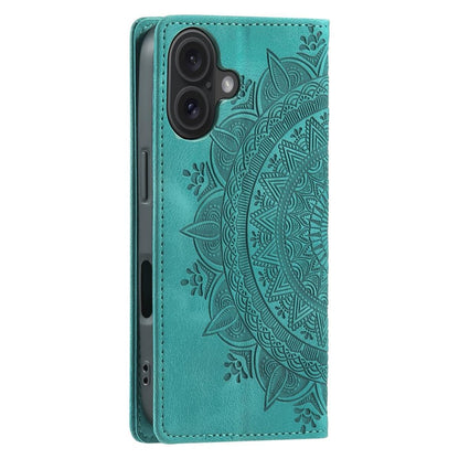 Hülle für Apple iPhone 16 Plus Handyhülle Flip Case Cover Tasche Mandala Grün