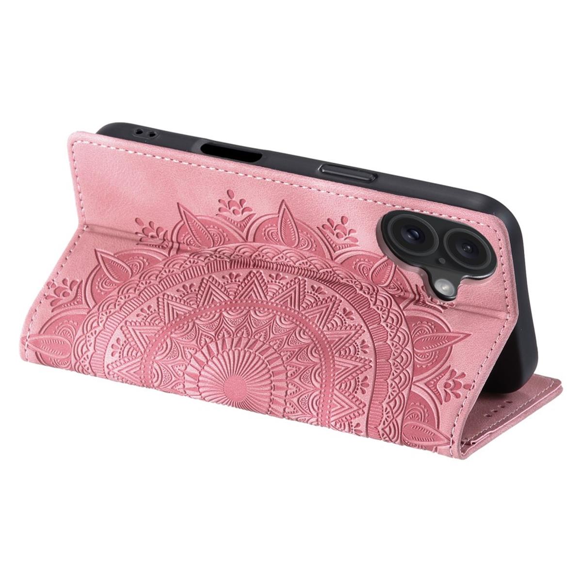 Hülle für Apple iPhone 16 Plus Handyhülle Flip Case Cover Tasche Mandala Rose