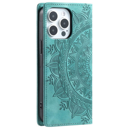 Hülle für Apple iPhone 16 Pro Max Handyhülle Flip Case Cover Tasche Mandala Grün
