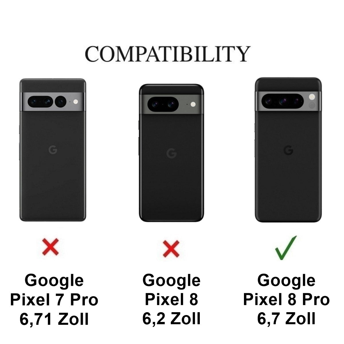 Hülle für Google Pixel 8 Pro Handyhülle Tasche Hybrid Case Schutzhülle Cover Klar
