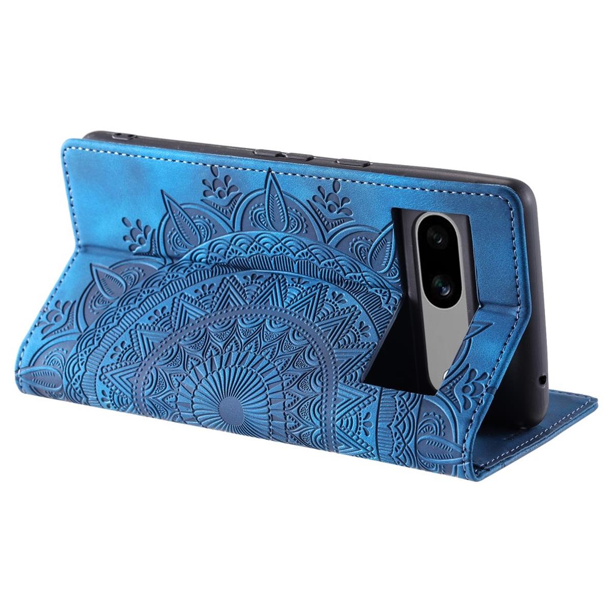 Hülle für Google Pixel 8a Handyhülle Flip Case Cover Tasche Etui Mandala Blau