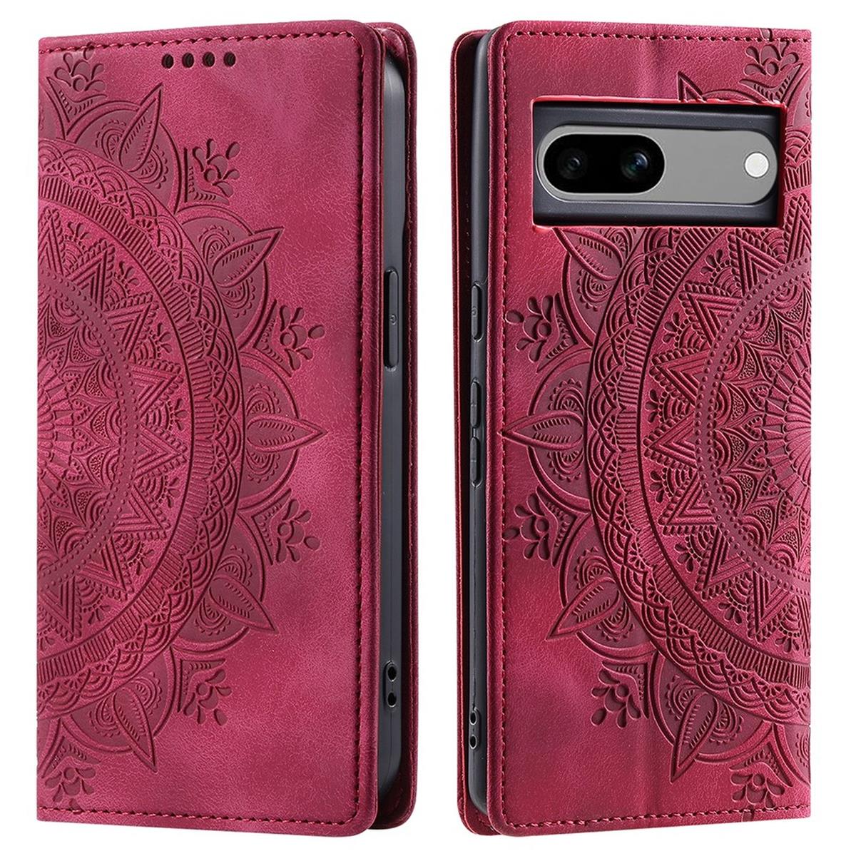 Hülle für Google Pixel 8a Handyhülle Flip Case Cover Tasche Etui Mandala Rot