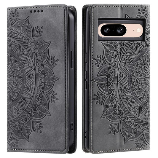 Hülle für Google Pixel 9/9 Pro Handyhülle Flip Case Cover Etui Mandala Grau