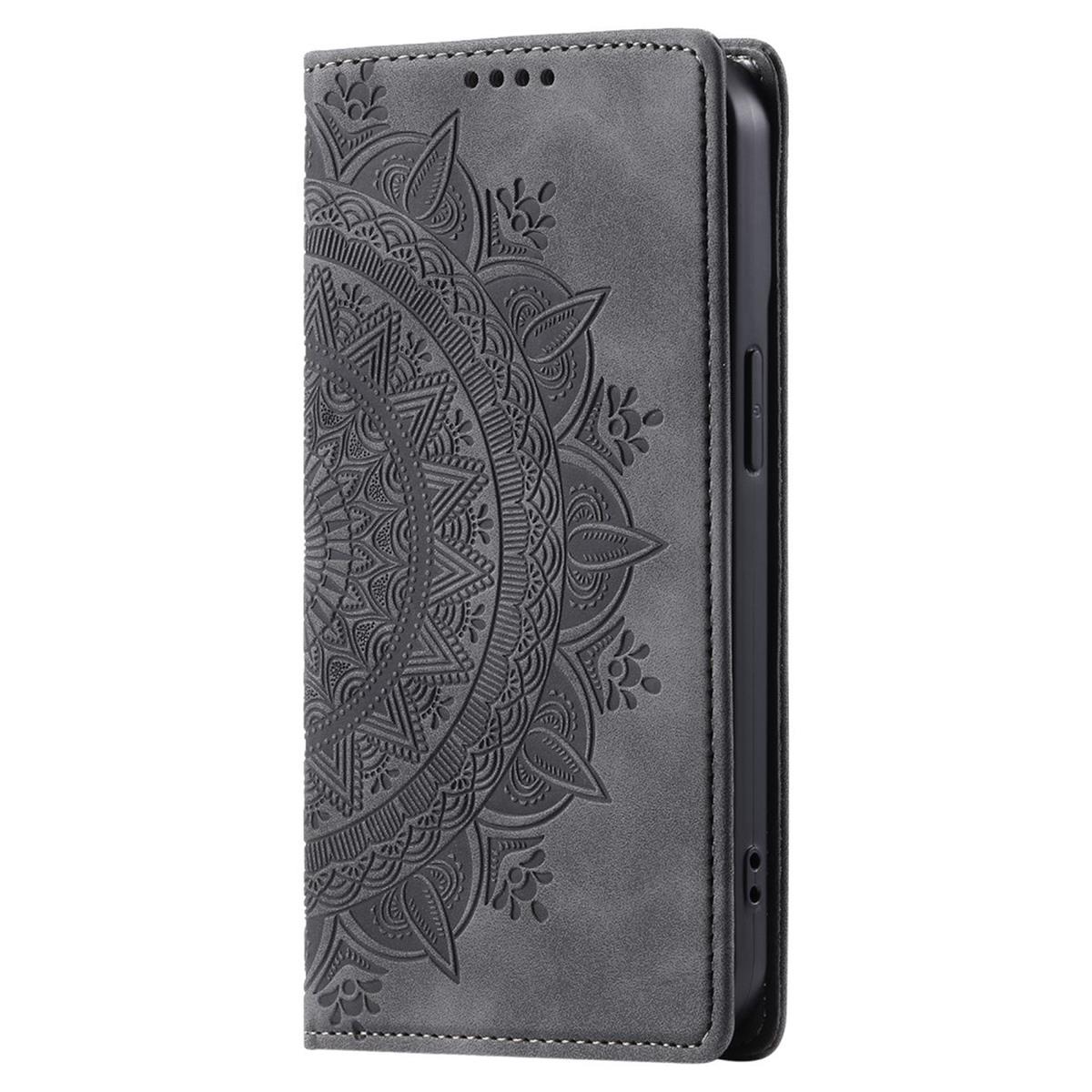Hülle für Google Pixel 9/9 Pro Handyhülle Flip Case Cover Etui Mandala Grau
