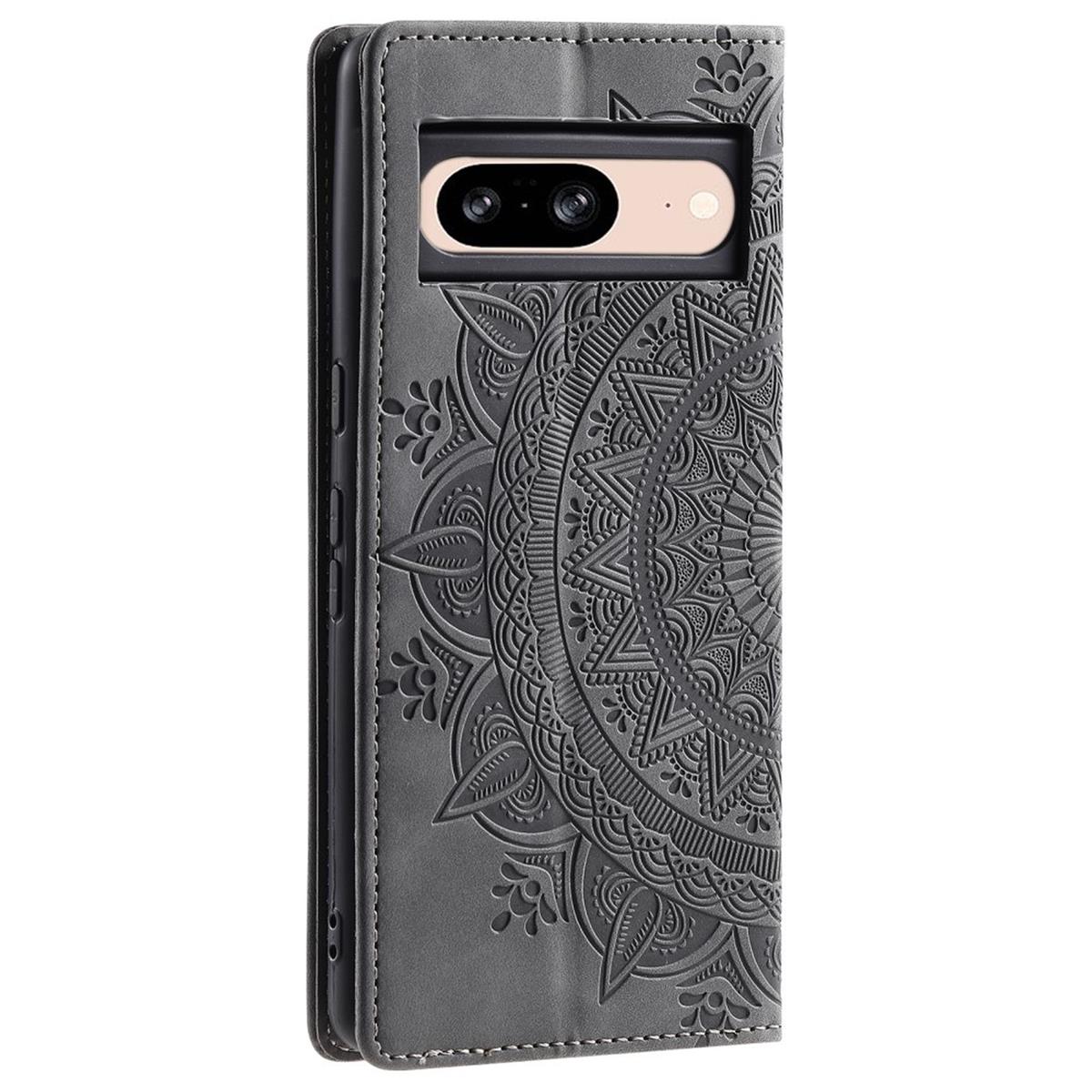 Hülle für Google Pixel 9/9 Pro Handyhülle Flip Case Cover Etui Mandala Grau
