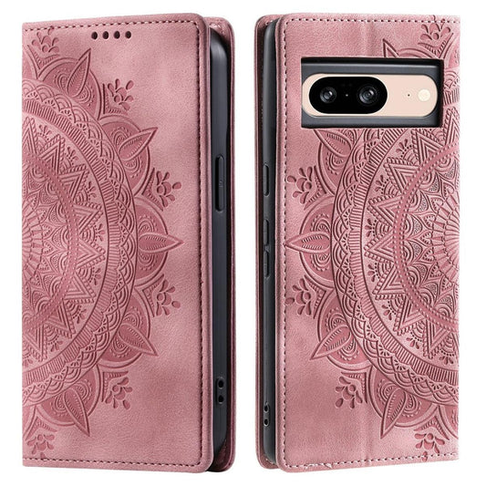 Hülle für Google Pixel 9/9 Pro Handyhülle Flip Case Cover Etui Mandala Rose