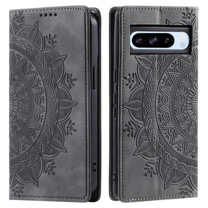 Hülle für Google Pixel 9 Pro XL Handyhülle Flip Case Cover Etui Mandala Grau