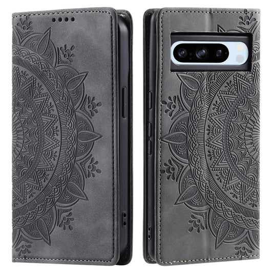 Hülle für Google Pixel 9 Pro XL Handyhülle Flip Case Cover Etui Mandala Grau