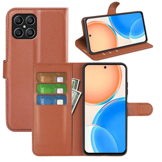 Hülle für Honor X8 Handyhülle Flip Case Schutzhülle Cover Tasche Etui Braun