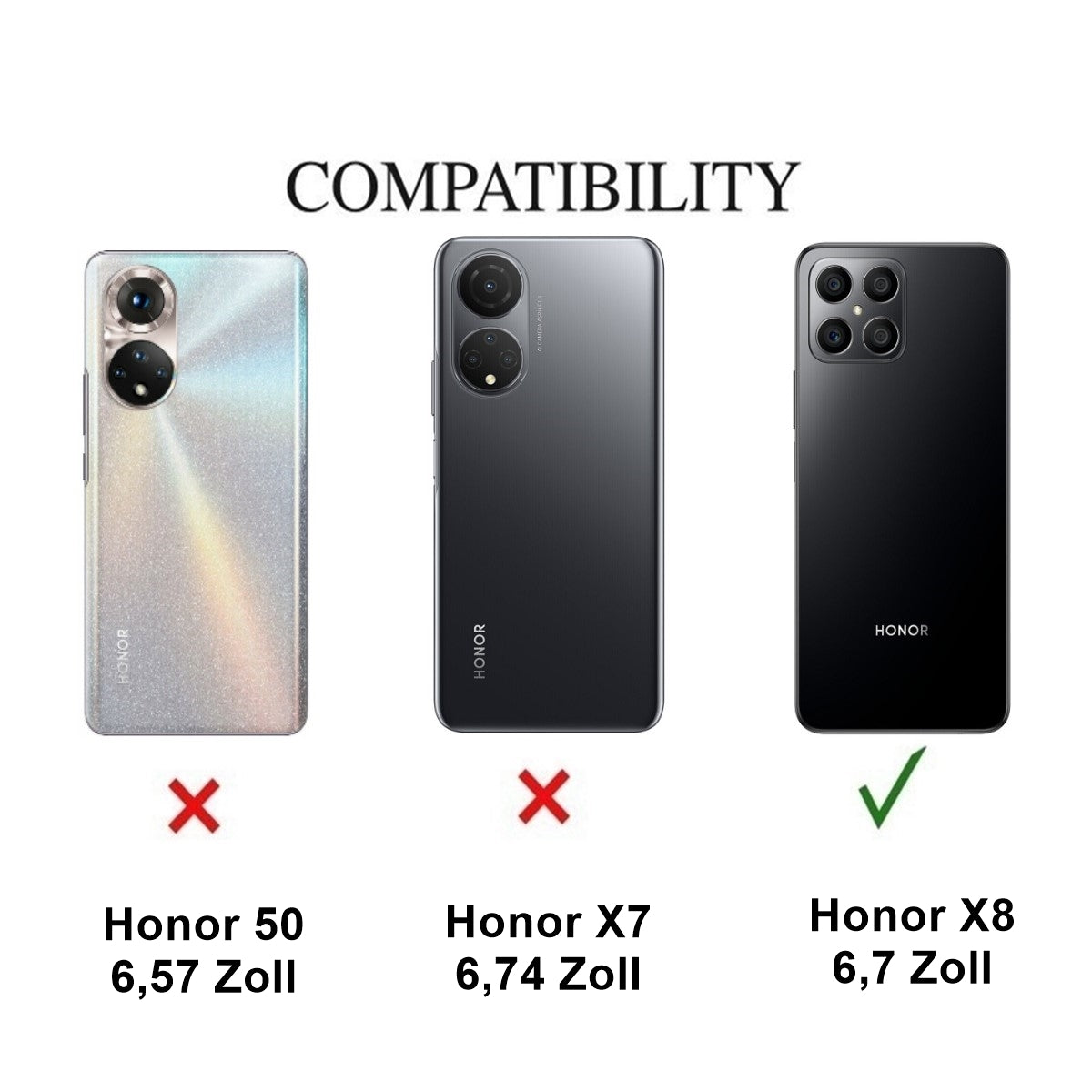 Hülle für Honor X8 Handyhülle Flip Case Schutzhülle Cover Tasche Etui Schwarz