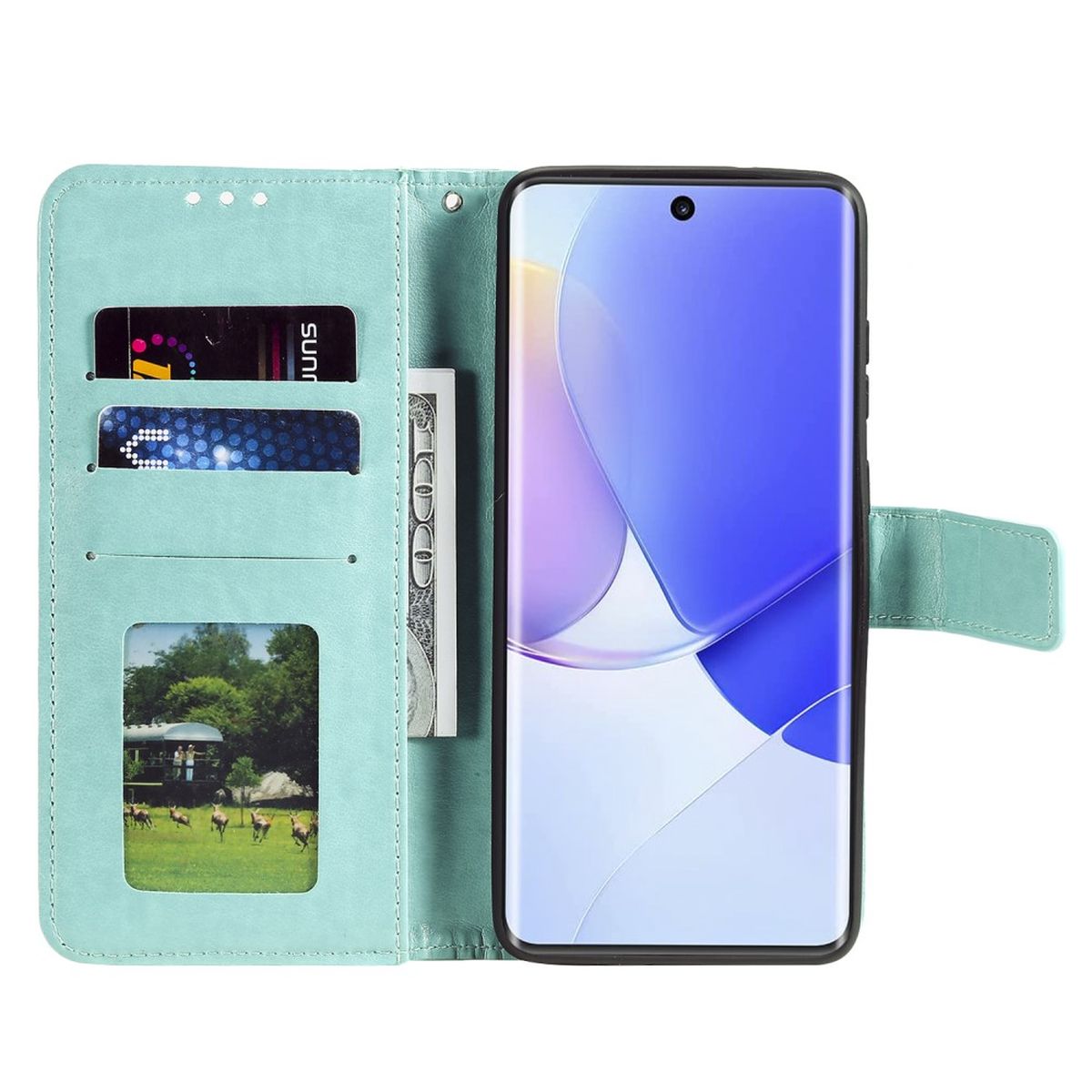 Hülle für Huawei Nova 9 / Honor 50 Handyhülle Flip Case Cover Etui Mandala Grün